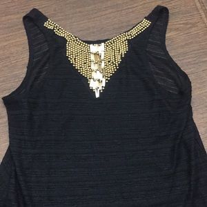 Maurice’s Black Tank Top with Gold beading